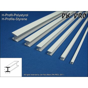 PK-PRO Polystyrol H Profil 3,0x3,0mm (330mm)