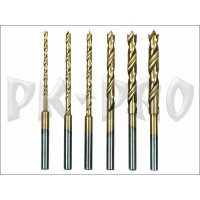 HSS twist drill set with centering spike, 6 pcs. (1.5 to 4 mm)