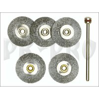 Steel wire wheel brushes, 22 mm diameter, 5 pcs.