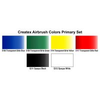 Createx 5801-00 Primary Transparent Airbrush Set 6 x 60 ml