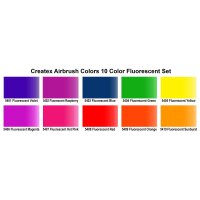 Createx 5817-00 10 Color Fluorescent Airbrush Set 10 x 60 ml