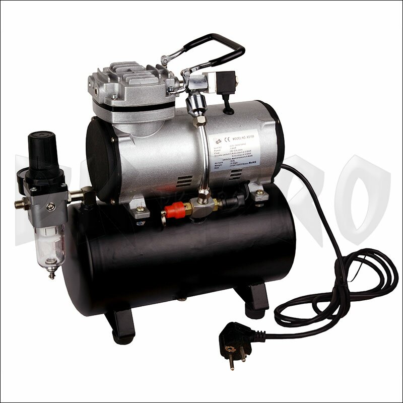 Fengda Professionell kolv airbrush kompressor AS-18A med metallfodral mini  kompressor oljefri tyst sprutning luftkompressor : : Bygg, el &  verktyg