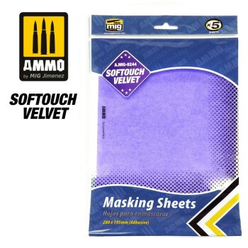 Softouch Velvet Masking Sheets (x5 Sheets, 280mmx195mm, Adhesive)