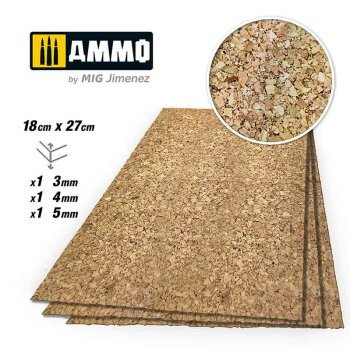 CREATE CORK Thick Grain Mix (3mm, 4mm and 5mm) – 1 pc each size (2x 18x27cm)