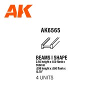 BEAMS I SHAPE 2.5 x 1.5 x 350mm (4 pcs) STYRENE