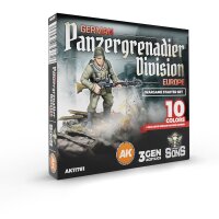 German Panzergrenadier Division Europe - Wargame Starter Set (10 Colors + Exclusive Figure German Machine Gunner) (10x17mL)