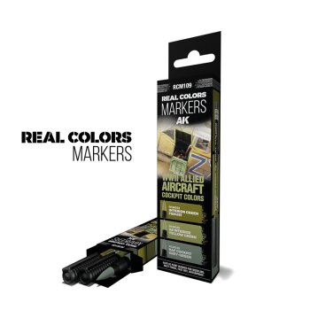 WWII ALLIED AIRCRAFT COCKPIT COLORS - SET 3 REAL COLORS MARKERS
