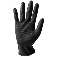 Grip Schwarz Stronghand Handschuhe Nitril, Schwarz, Puderfrei, Diamantmuster, EN ISO 374, Kat. 3  - Gr. 7 (S)