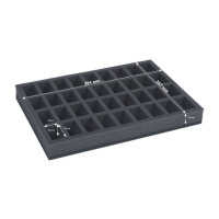 Combi box with 68mm deep raster foam tray and  for 72 minis on 32mm bases