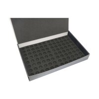 Tray for storing 48 miniatures on 25mm bases in vertical position