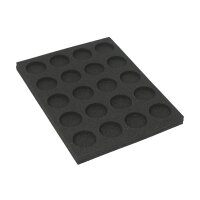 Tray for storing 20 miniatures on 40mm bases in vertical...