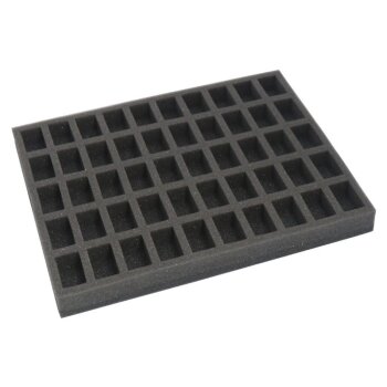 Foam tray for 50 miniatures on 25mm bases for old cases