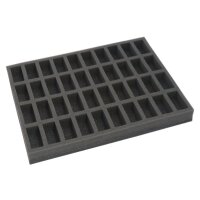 Foam tray for 40 miniatures on 25mm bases for old cases