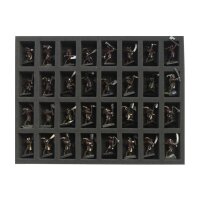 Foam tray for 32 miniatures on 32mm bases for old cases