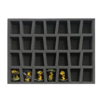 Foam tray for 28 miniatures on 40mm bases for old cases