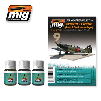 A.MIG-7422 WWII Soviet Airplains Green & Black camouflages (3x35mL)