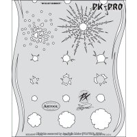 IWATA-ARTOOL FX Schablone Bullet-Ridden-(KFX 2SP)